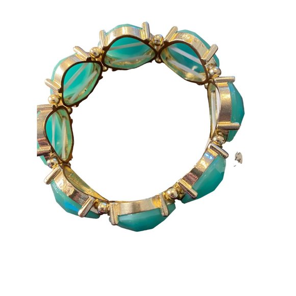 Jewelry Blue seafoam Green Oval stone Stretch Link Bracelet - Picture 8 of 8